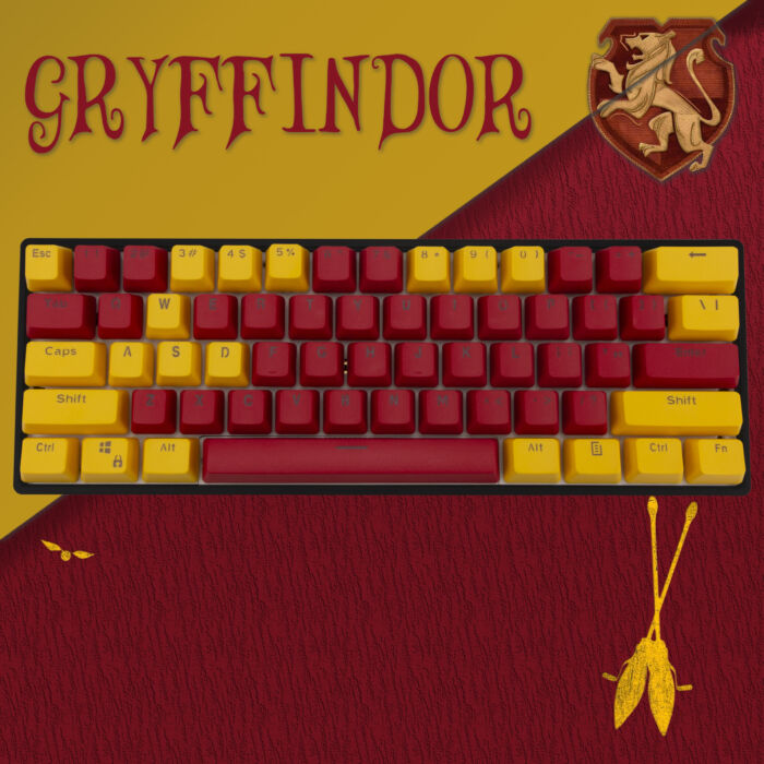 60% herní mechanická klávesnice v barvě Gryffindor plastový case
