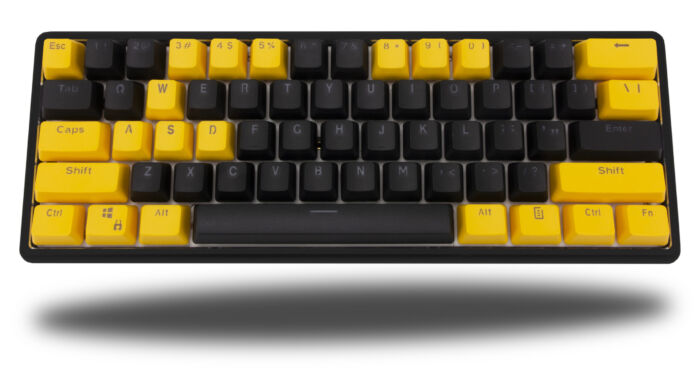 60% herní mechanická klávesnice v barvě Hufflepuff - hliník
